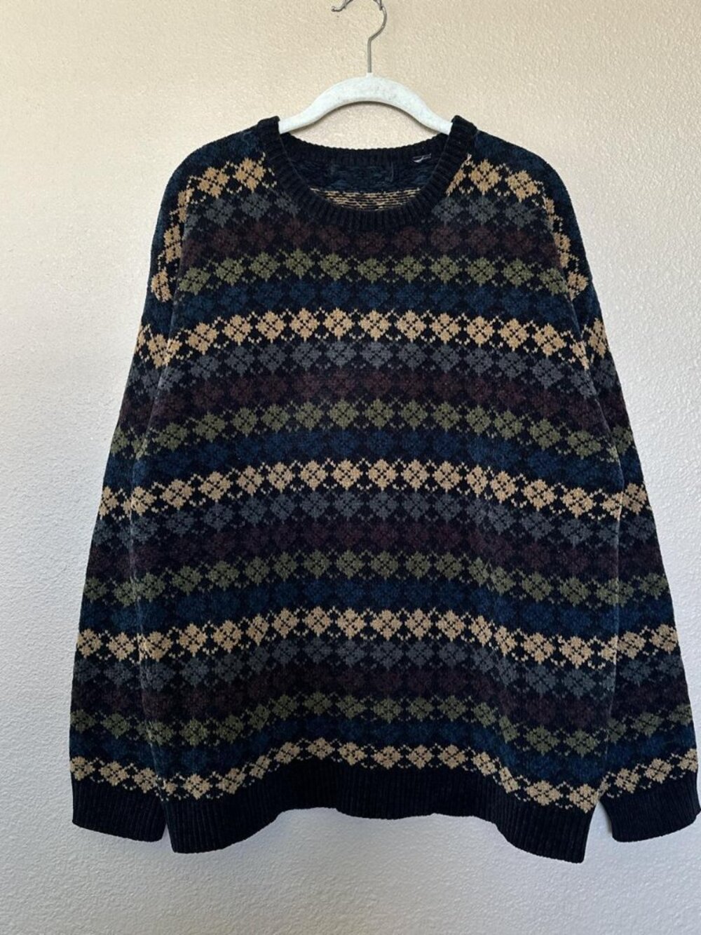 Men's Burgundy and Navy Jumper
